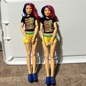 WWE Asuka Dolls with Colorful Hair and Outfits